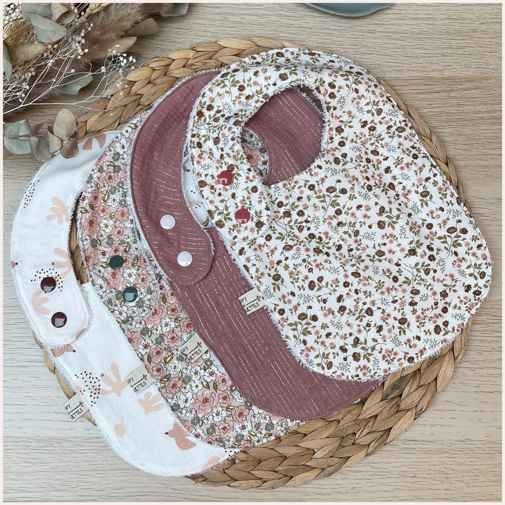 Semainier de bavoirs - Rose et Vert Happy Chouquettes