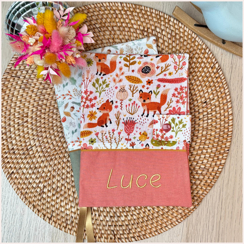 Protège carnet de santé personnalisé - rouge/orange Happy Chouquettes