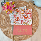 Protège carnet de santé personnalisé - rouge/orange Happy Chouquettes