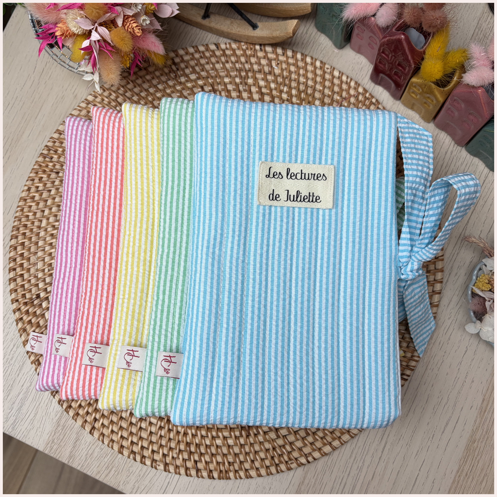 Pochette à livres personnalisée rayée Happy Chouquettes