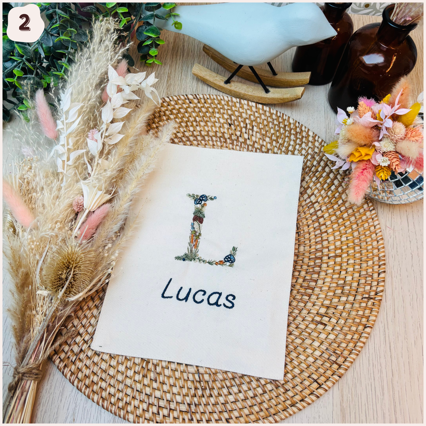 Protège carnet de santé personnalisé - Monogramme Champignons Happy Chouquettes