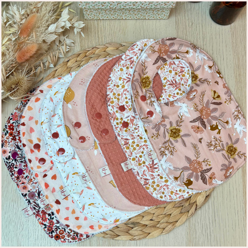 Semainier de bavoirs - Rose Happy Chouquettes