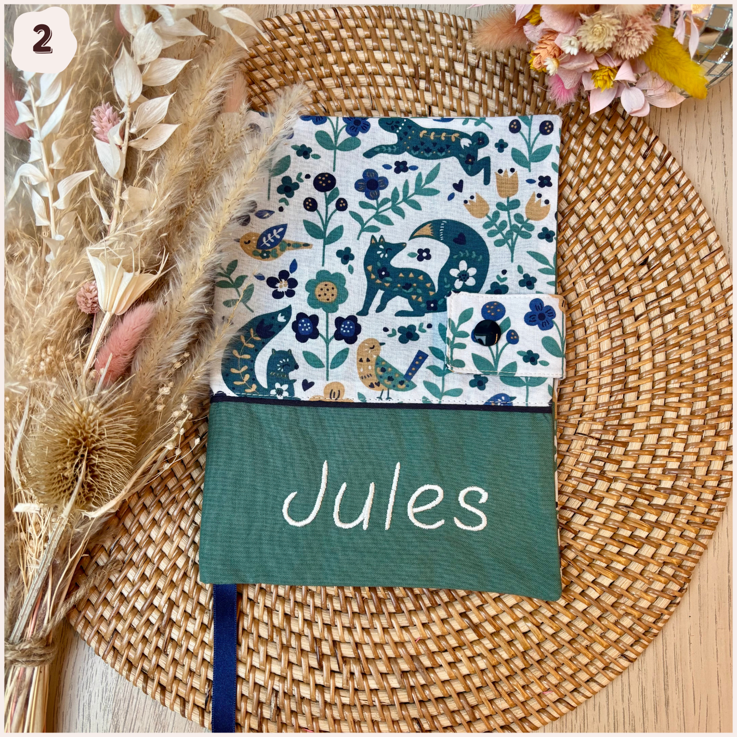 Protège carnet de santé personnalisé - Vert Happy Chouquettes