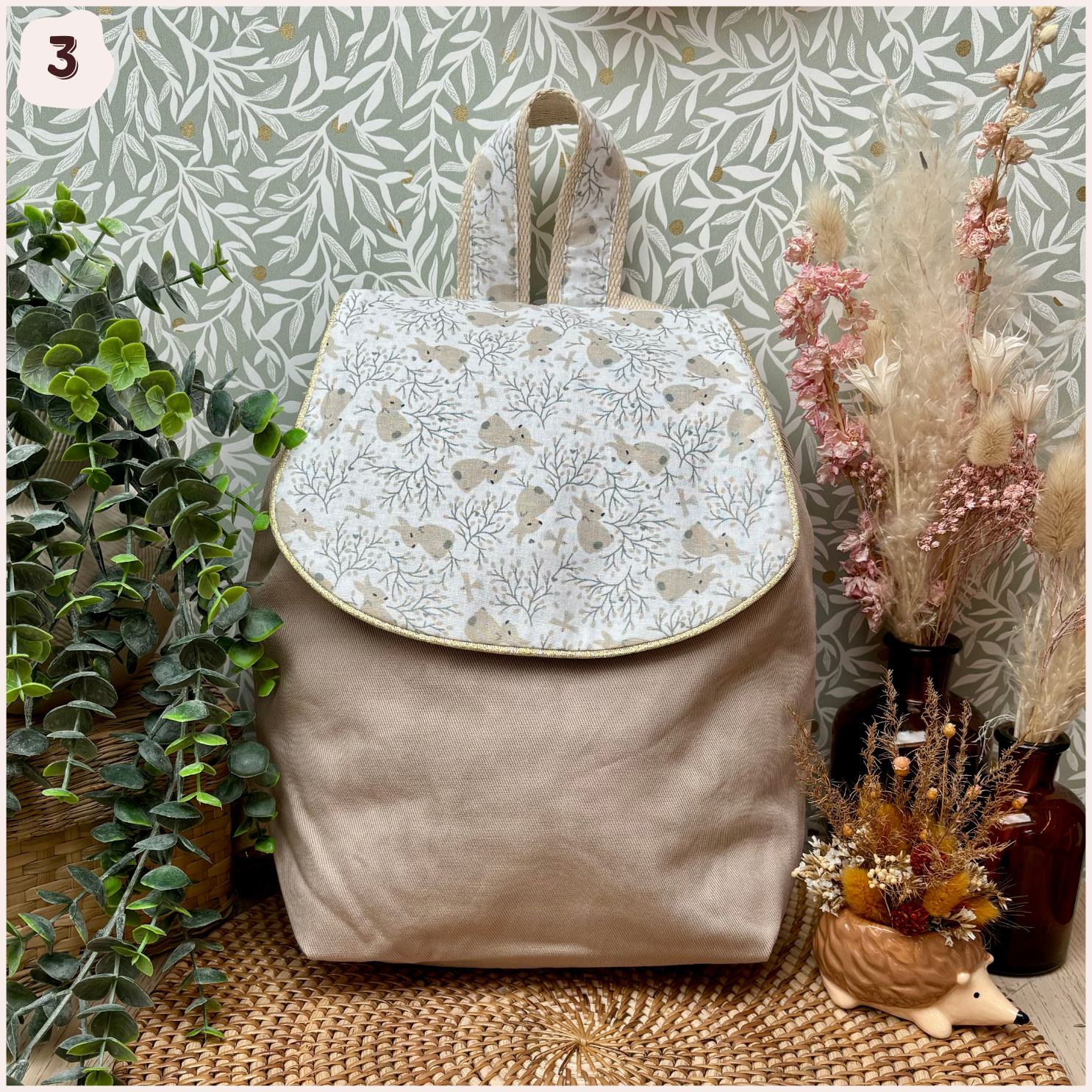 Sac à dos maternelle personnalisé - Beige Happy Chouquettes