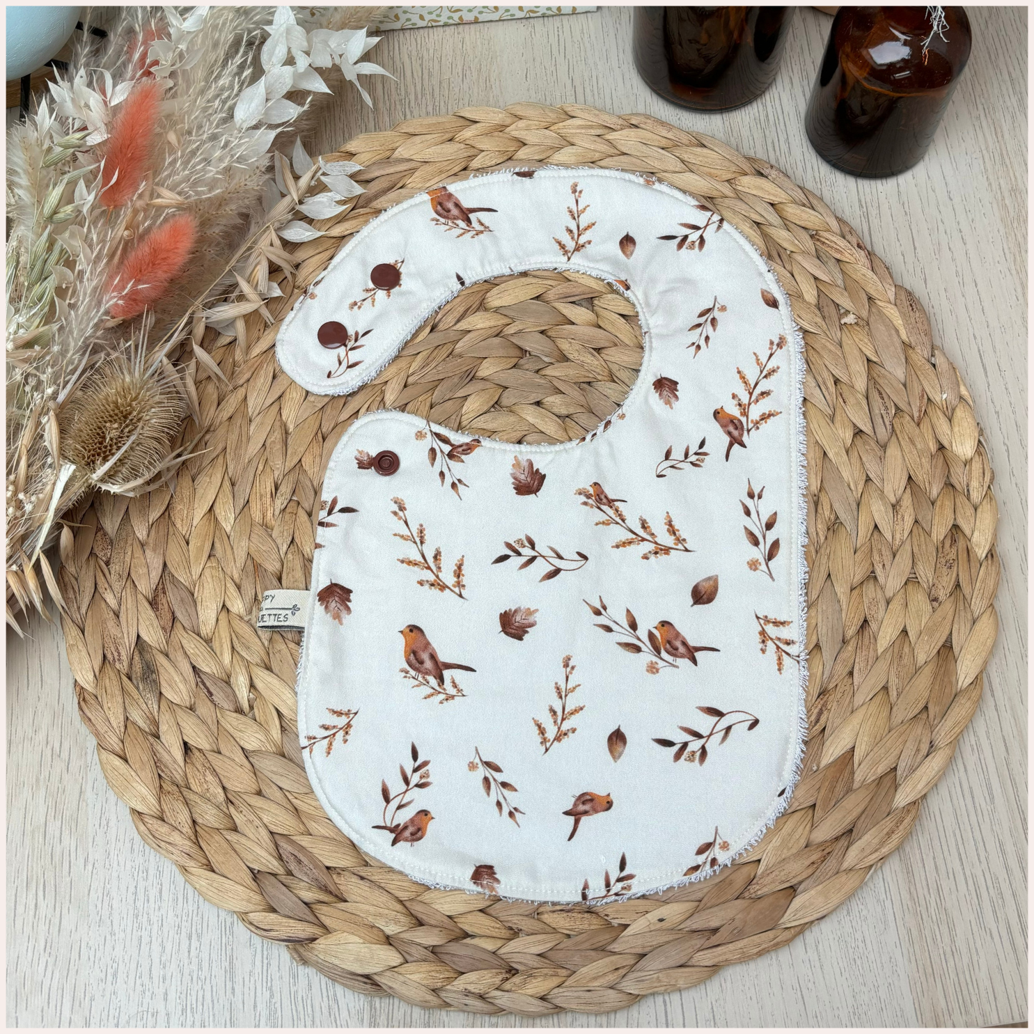 Semainier de bavoirs - Vert et Camel Happy Chouquettes