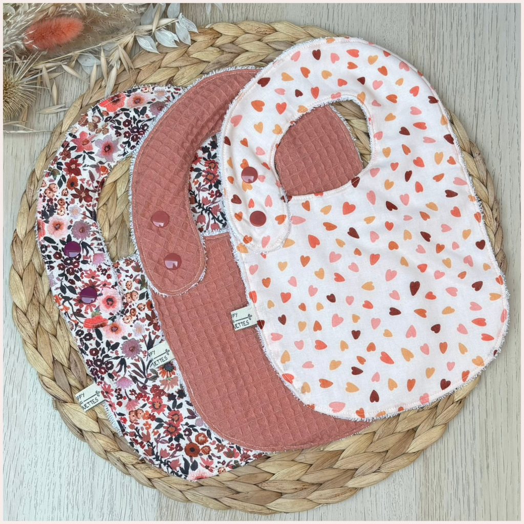 Semainier de bavoirs - Rose Happy Chouquettes