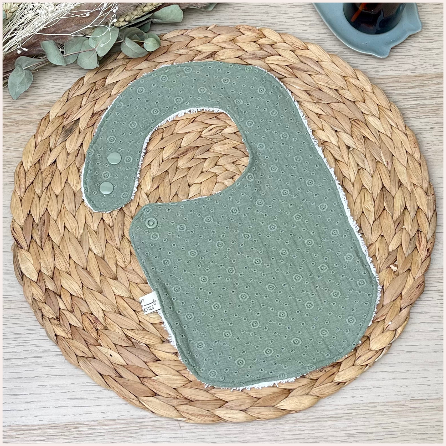 Semainier de bavoirs - Rose et Vert Happy Chouquettes