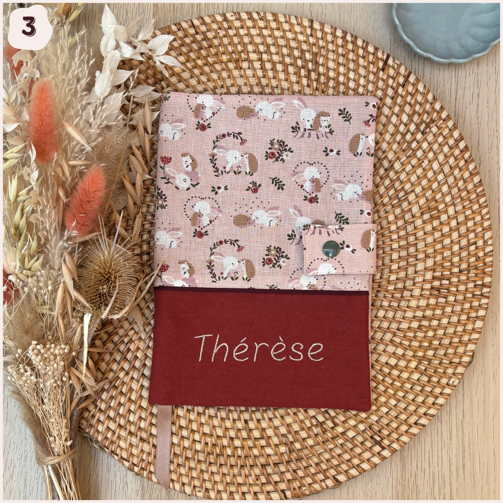 Protège carnet de santé personnalisé - rouge/orange Happy Chouquettes