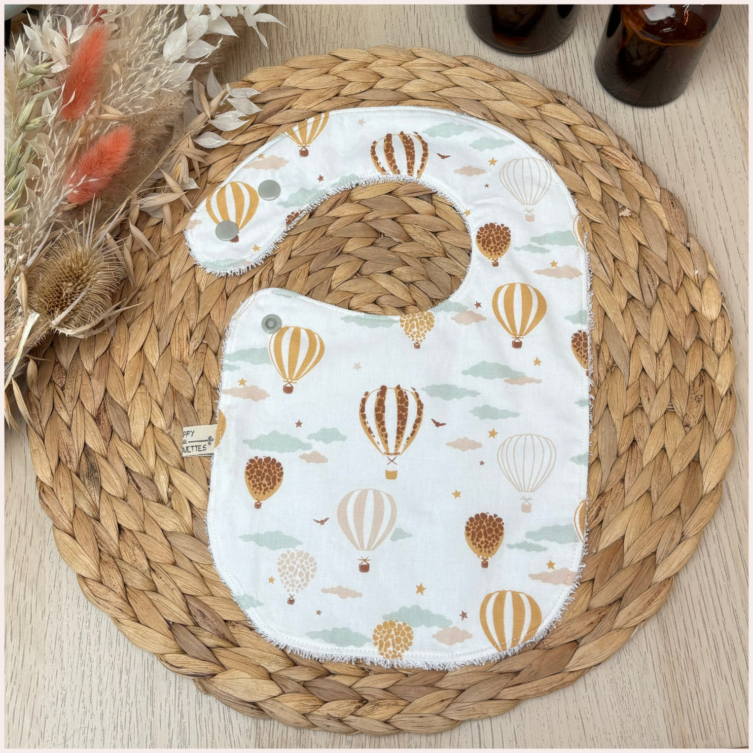 Semainier de bavoirs - Vert et Camel Happy Chouquettes