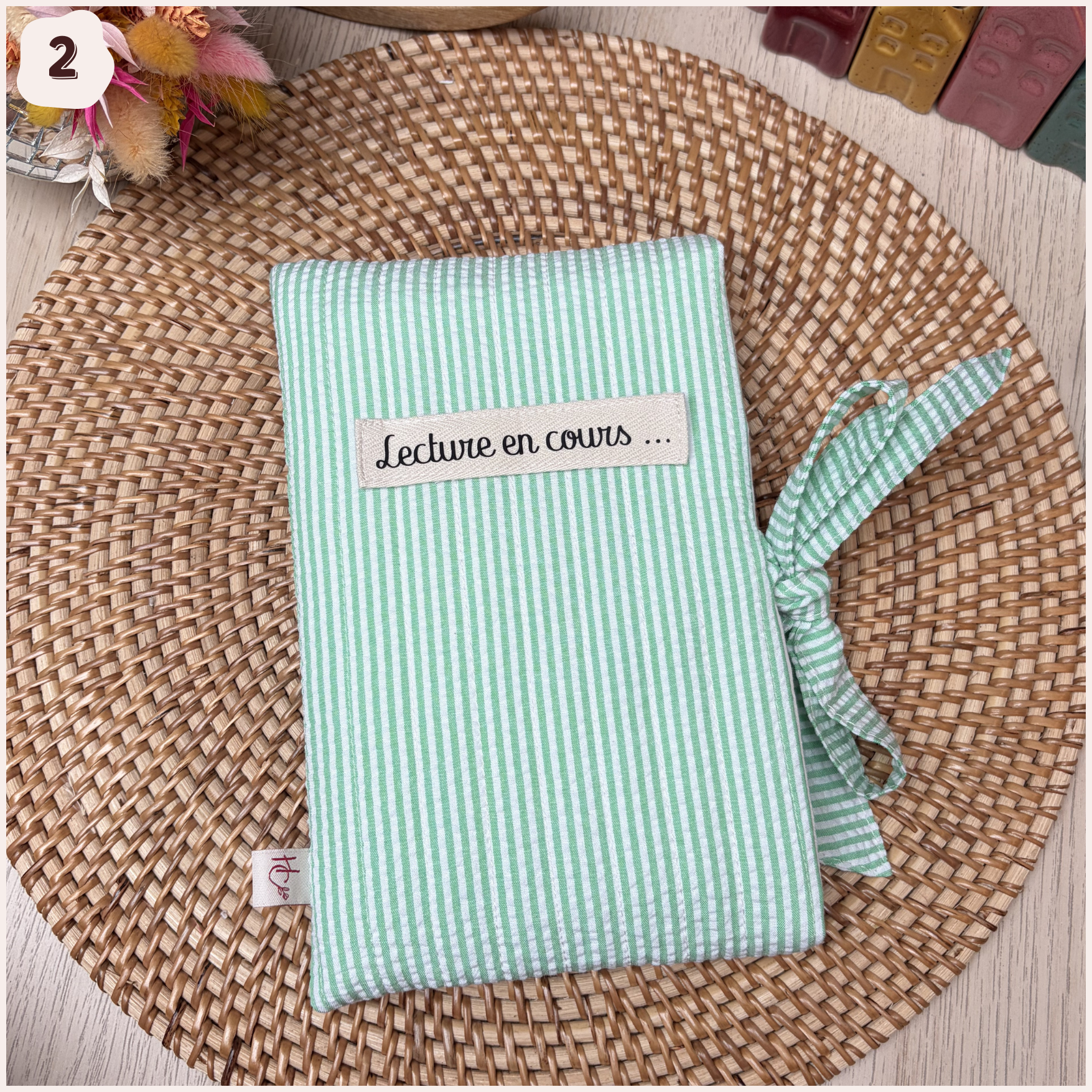 Pochette à livres personnalisée rayée Happy Chouquettes