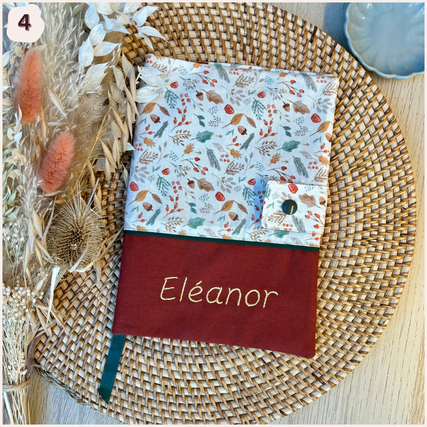 Protège carnet de santé personnalisé - rouge/orange Happy Chouquettes