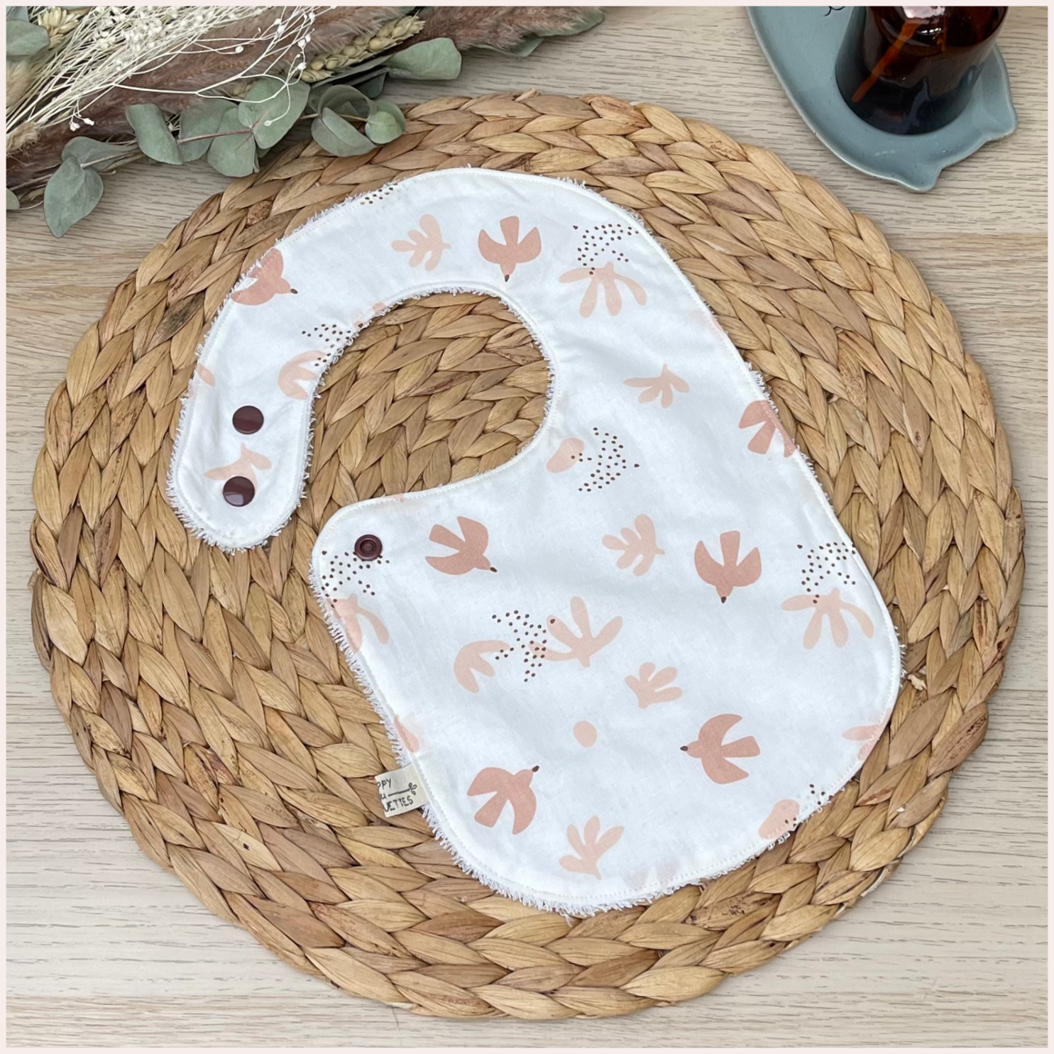 Semainier de bavoirs - Rose et Vert Happy Chouquettes