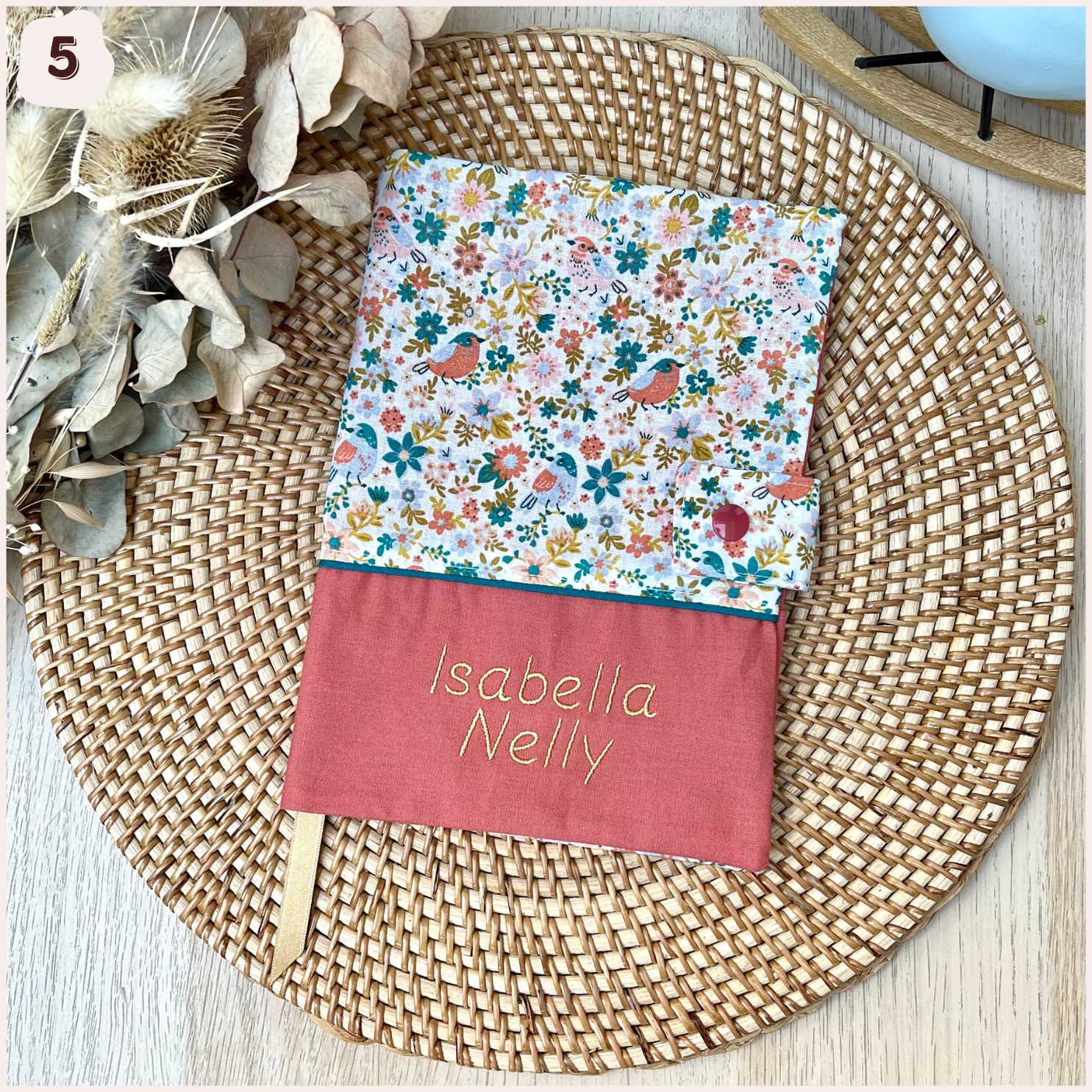 Protège carnet de santé personnalisé - rouge/orange Happy Chouquettes