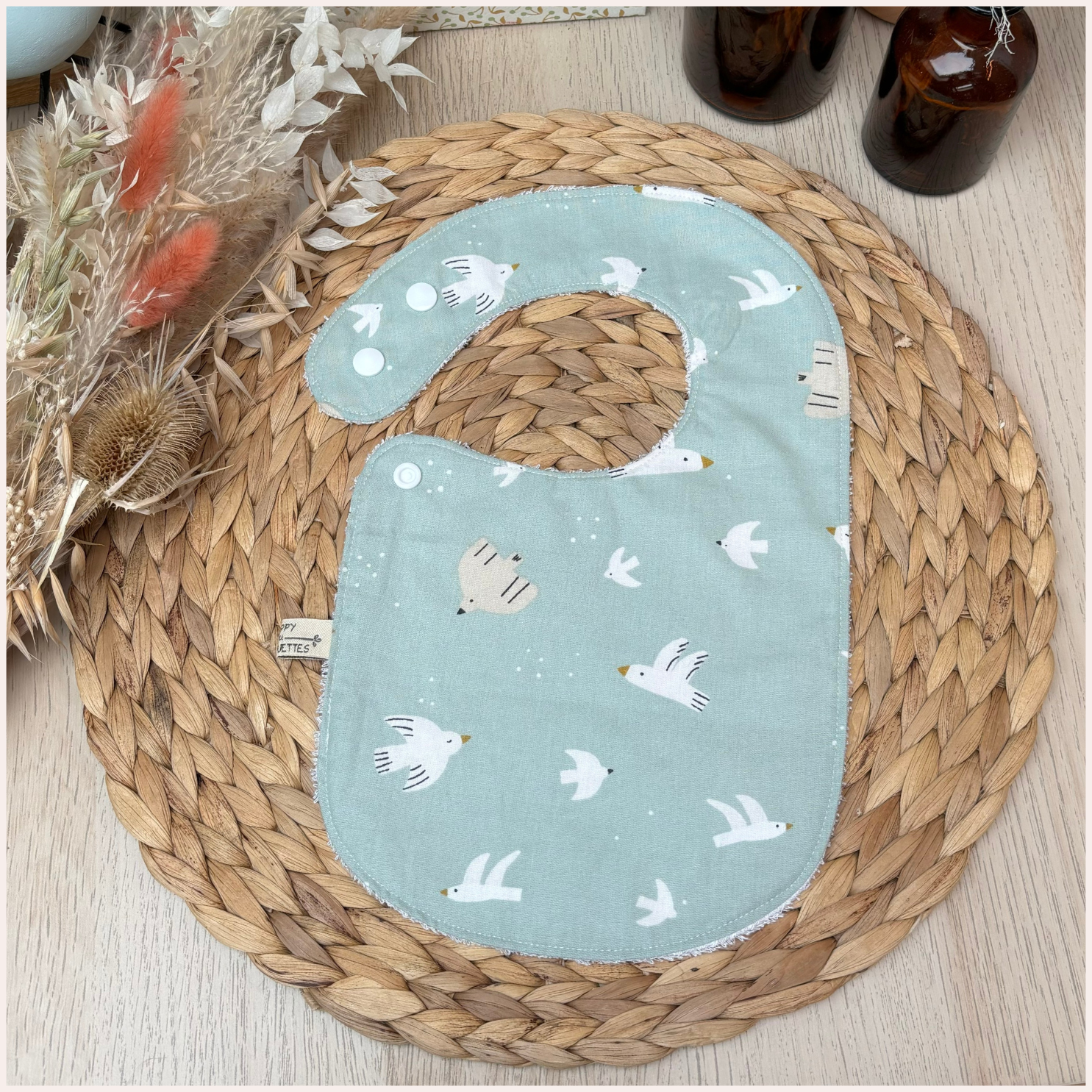 Semainier de bavoirs - Vert et Camel Happy Chouquettes