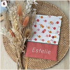 Protège carnet de santé personnalisé - rouge/orange Happy Chouquettes