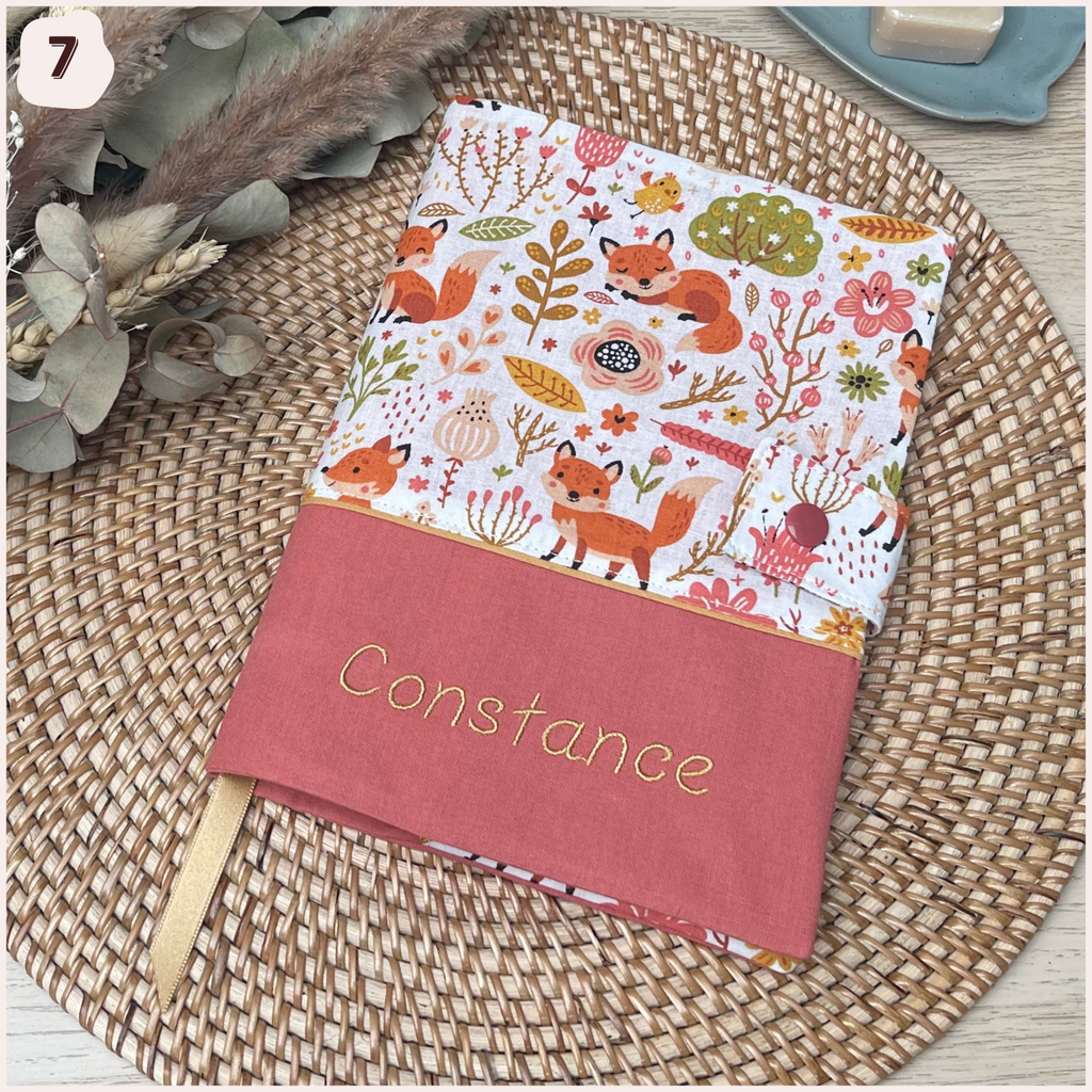 Protège carnet de santé personnalisé - rouge/orange Happy Chouquettes