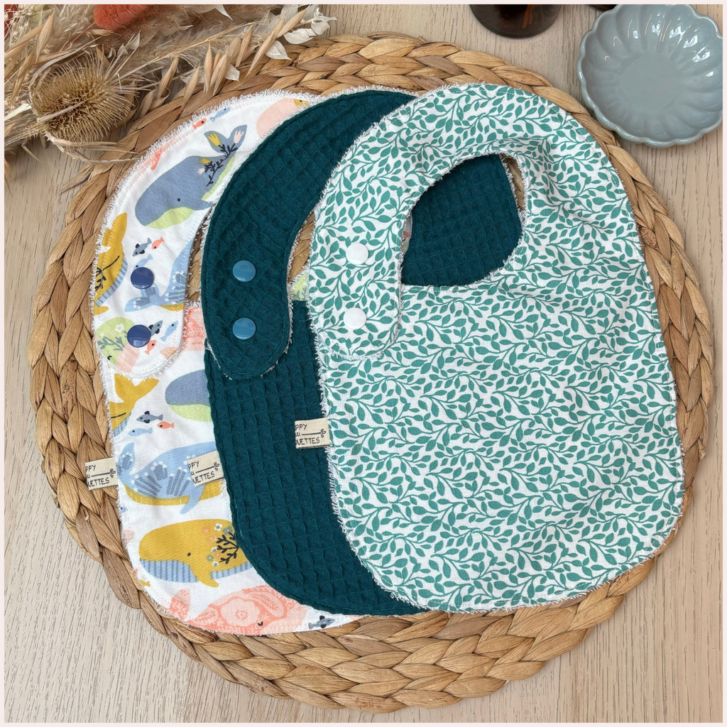 Semainier de bavoirs - Bleu Happy Chouquettes