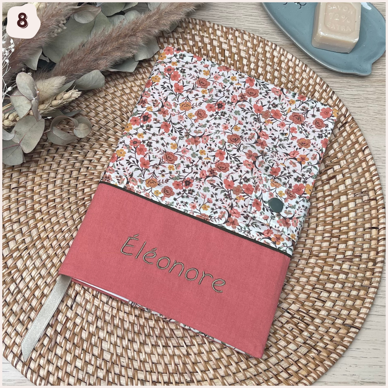 Protège carnet de santé personnalisé - rouge/orange Happy Chouquettes