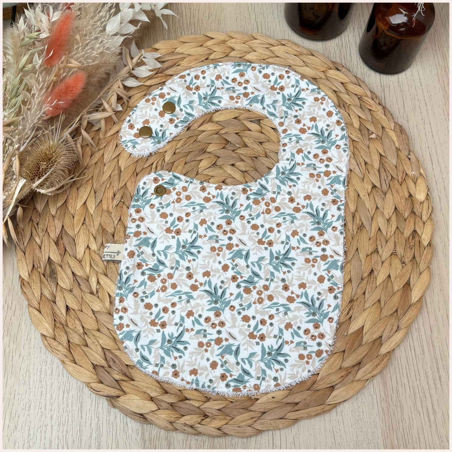 Semainier de bavoirs - Vert et Camel Happy Chouquettes