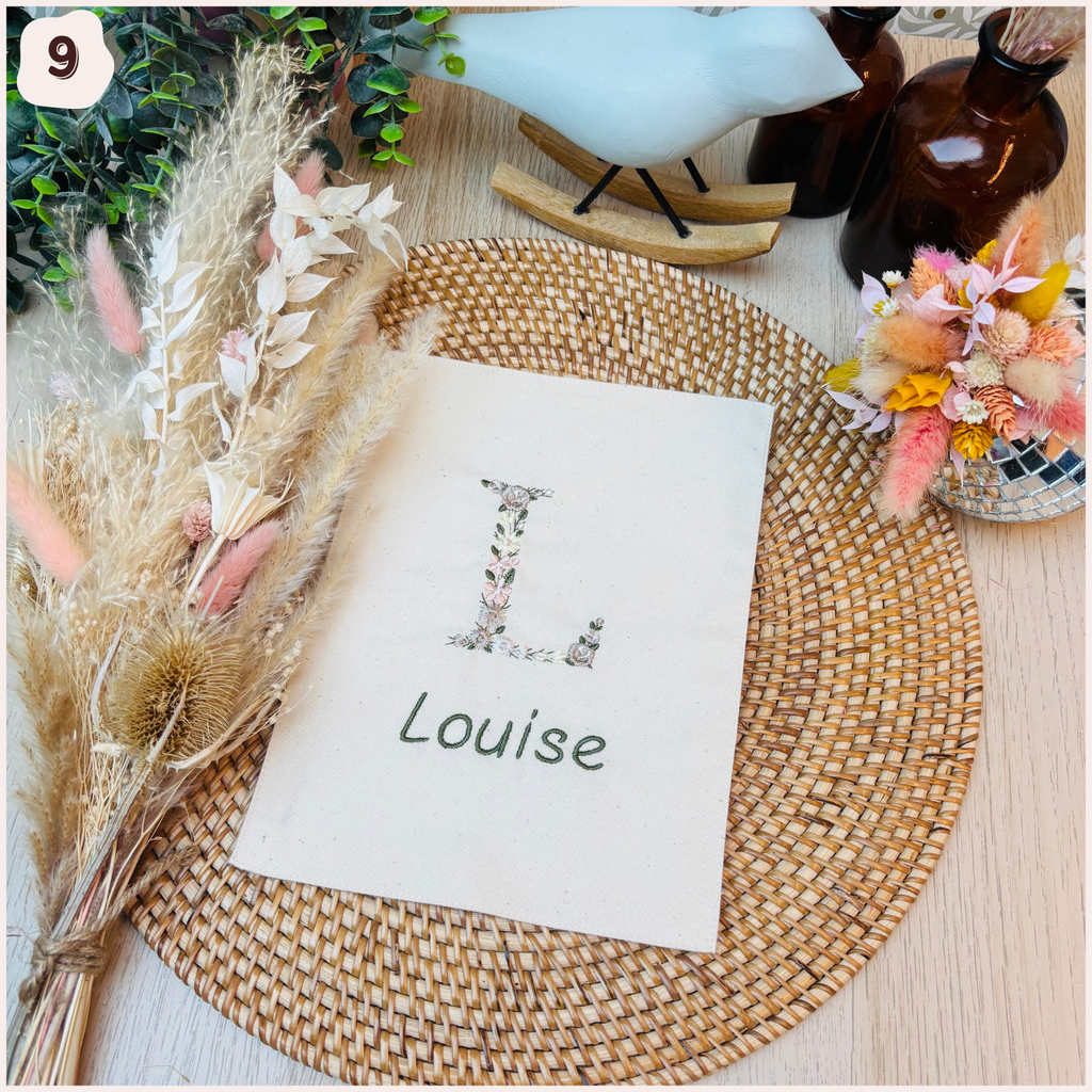 Protège carnet de santé personnalisé - Monogramme fleuri Happy Chouquettes